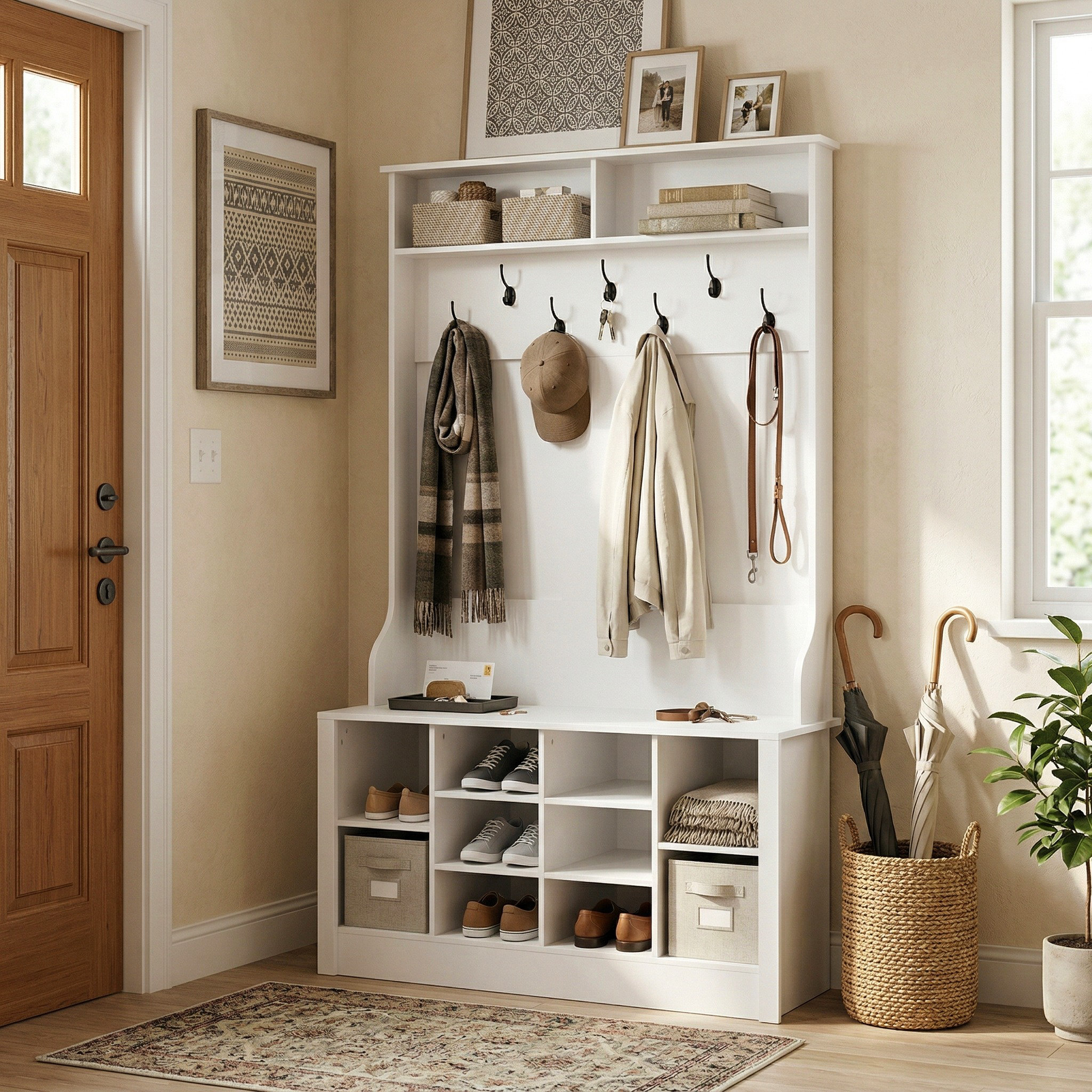 Winston Porter Keasal Hall Tree with Bench and Shoe Storage